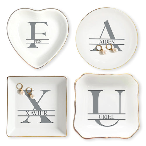 Netecom Personalized Jewelry Tray with Custom Initials and Names, Elegant Gift for Weddings, Birthdays, or Special Occasions