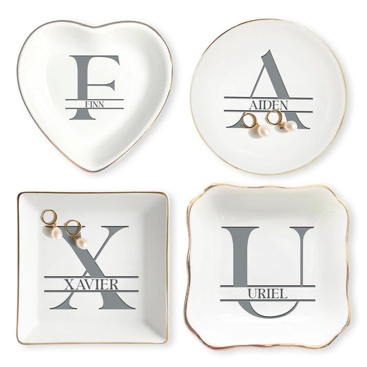 Netecom Personalized Jewelry Tray with Custom Initials and Names, Elegant Gift for Weddings, Birthdays, or Special Occasions