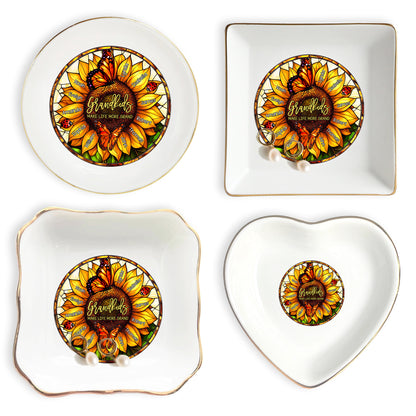 Netecom Personalized Grandma’s Garden Jewelry Tray , Custom Birth Month Flower Ring Dish , Names Ceramic Keepsake for Mother's Day & Christmas