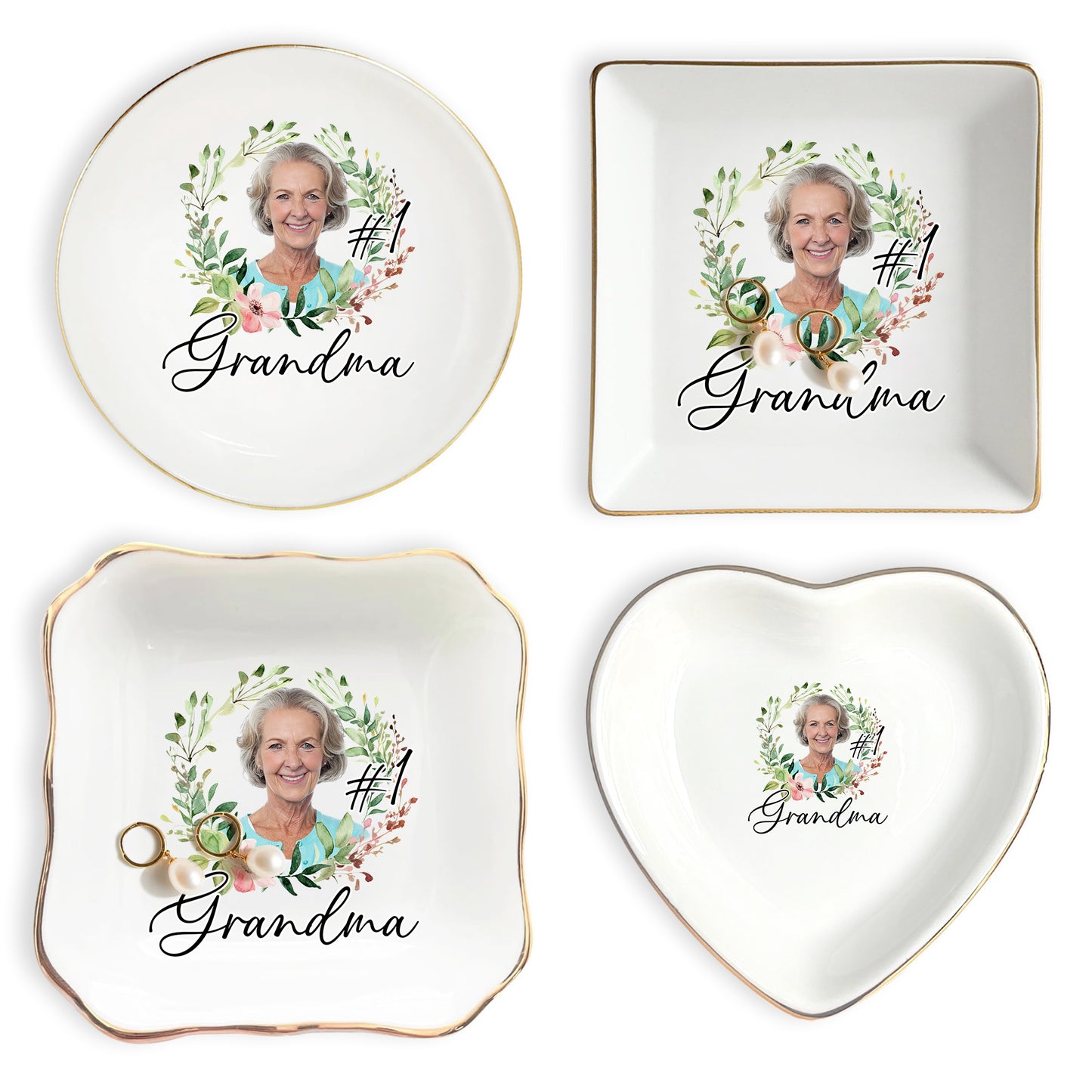 Netecom Personalized Birth Month Flower Jewelry Tray, Custom Name Ceramic Ring Dish, Elegant Gift for Mother’s Day, Bridesmaids, or Birthday