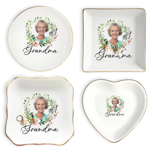 Netecom Personalized Birth Month Flower Jewelry Tray, Custom Name Ceramic Ring Dish, Elegant Gift for Mother’s Day, Bridesmaids, or Birthday
