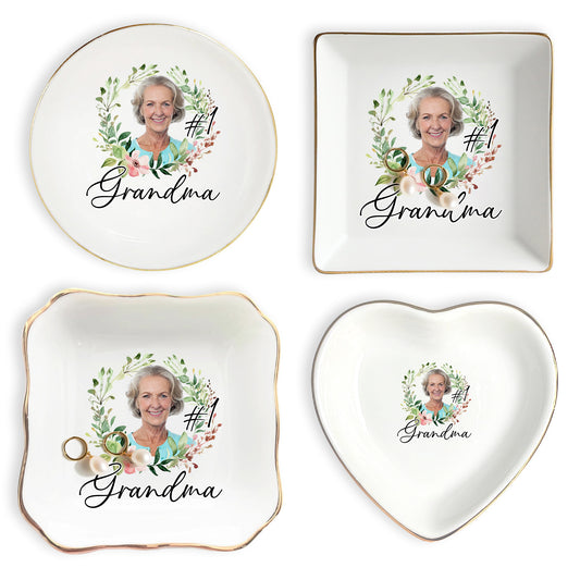 Netecom Personalized Birth Month Flower Jewelry Tray, Custom Name Ceramic Ring Dish, Elegant Gift for Mother’s Day, Bridesmaids, or Birthday