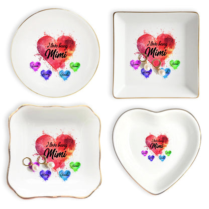Netecom Personalized I Love Being Custom Title Jewelry Tray, Custom Names Ceramic Ring Dish with Heart Design, Mother's Day & Christmas Gift