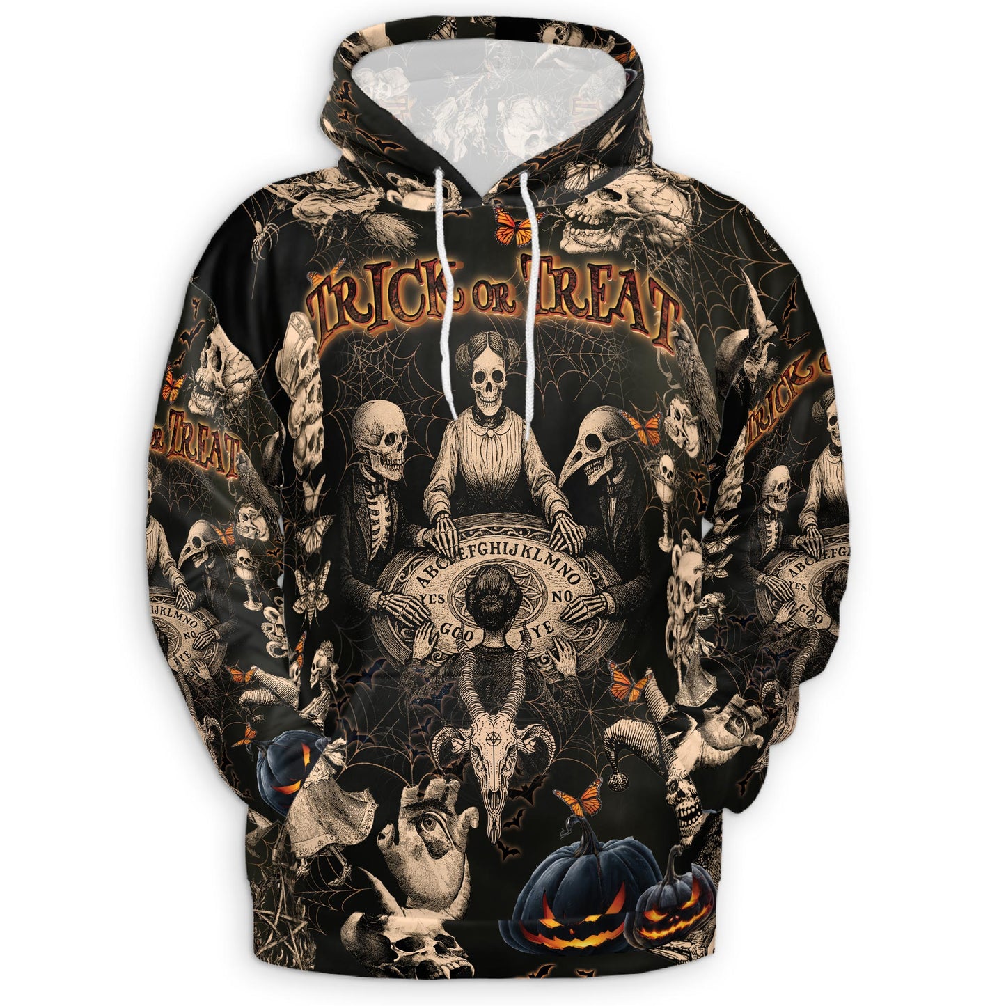 Netecom Vintage Skull Halloween 3D Print Hoodie with Front Pocket, All Over Graphic Pullover Sweatshirt Unisex Casual