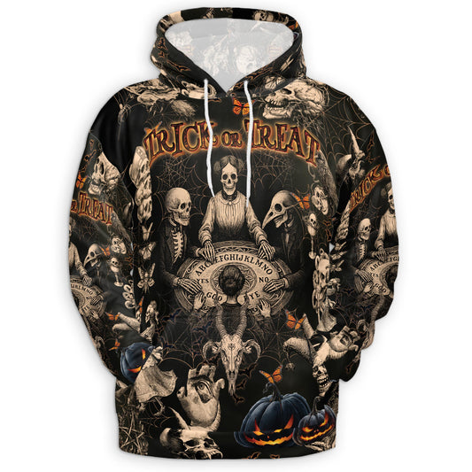 Netecom Vintage Skull Halloween 3D Print Hoodie with Front Pocket, All Over Graphic Pullover Sweatshirt Unisex Casual