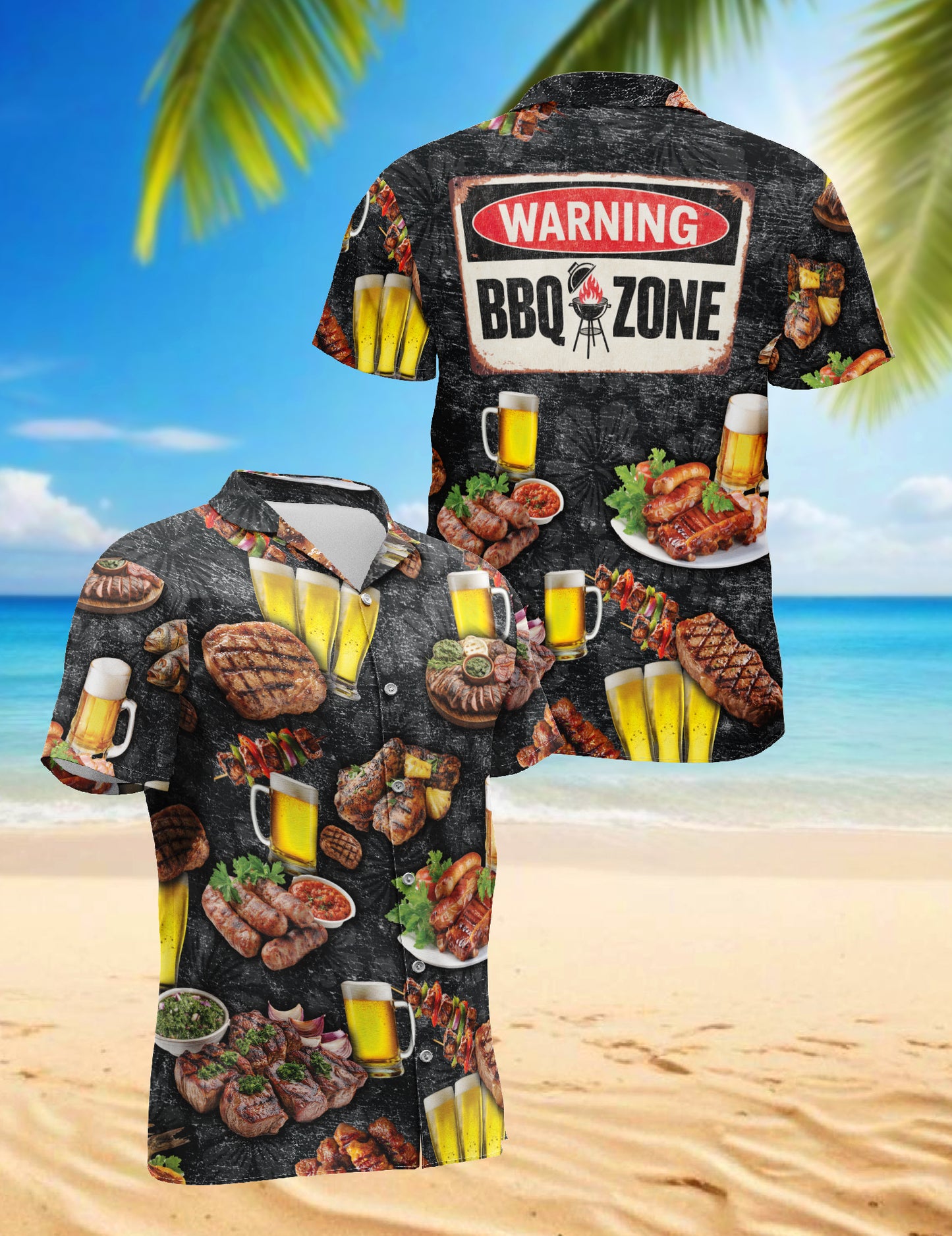 Netecom Funny BBQ Hawaiian Shirt for Men, BBQ Barbeque Lover Gifts, Food Button Down Summer Beach Short Sleeve Shirts