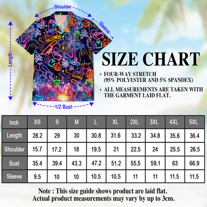 Netecom Music Night Hawaiian Shirt for Men, Halloween Present, Pumpkin Ghost Button Down Summer Beach Shirts