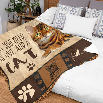 Netecom Bengal Cat Lover Blanket, All You Need is Love and a Cat Throw Blanket for Couch, Bed or Sofa, Ultra Soft Warm Gift for Birthday, Thanksgiving and Christmas