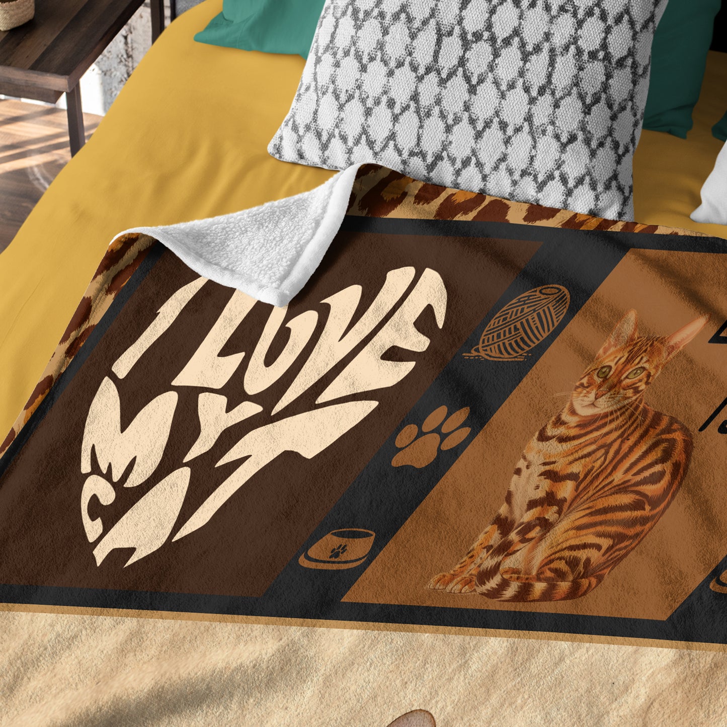 Netecom Bengal Cat Lover Blanket, All You Need is Love and a Cat Throw Blanket for Couch, Bed or Sofa, Ultra Soft Warm Gift for Birthday, Thanksgiving and Christmas