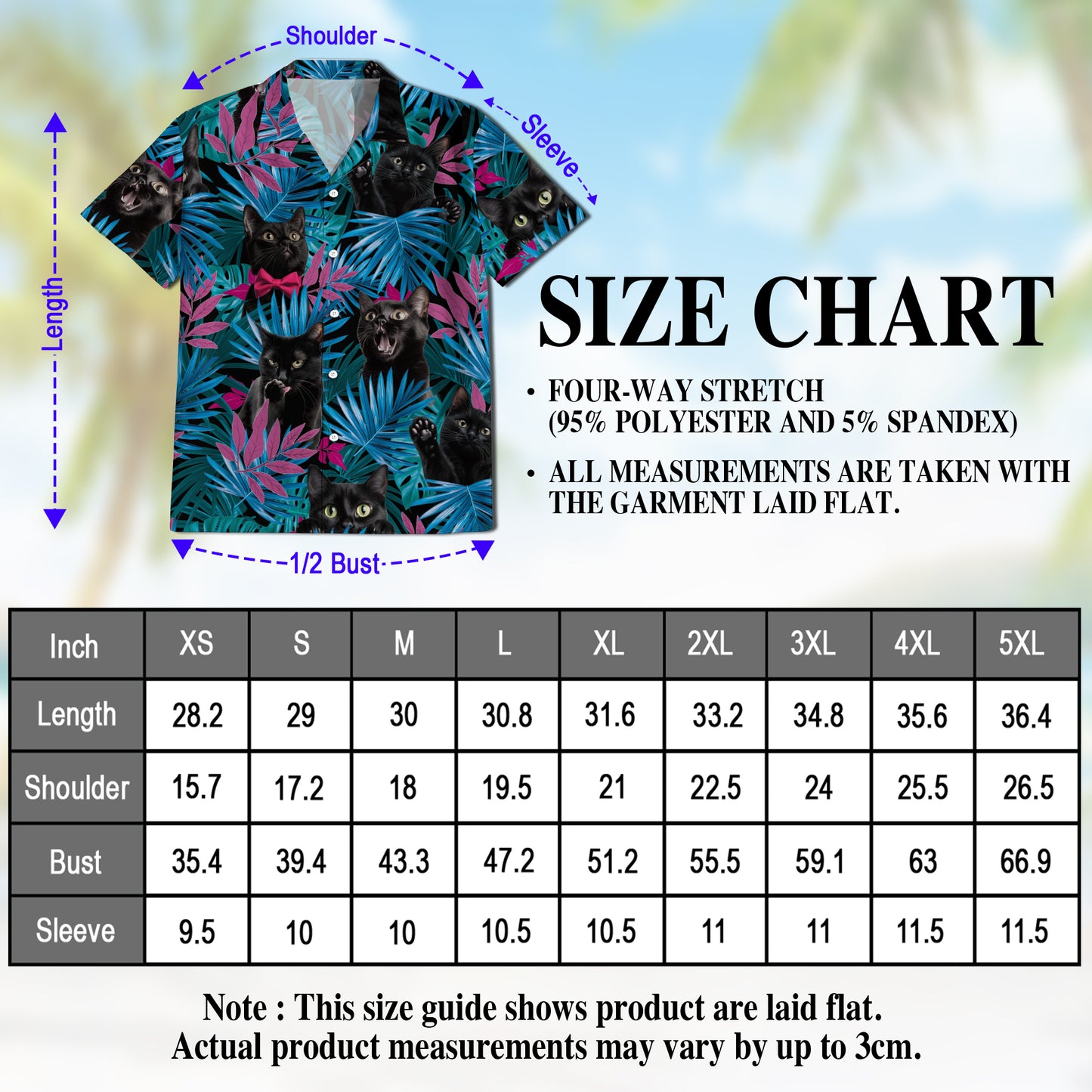 Netecom Tropical Black Cat Hawaiian Shirt for Men, Cat Lover Gifts, Animal Button Down Summer Beach Short Sleeve Shirts
