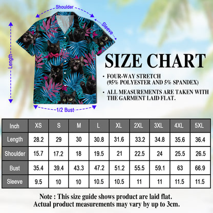 Netecom Tropical Black Cat Hawaiian Shirt for Men, Cat Lover Gifts, Animal Button Down Summer Beach Short Sleeve Shirts