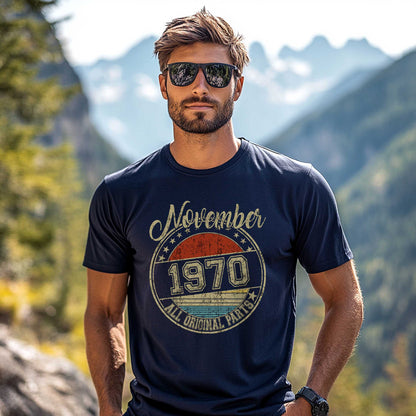 Netecom November 1970 All Original Parts T-Shirt, Retro Birthday Shirt for Men, Perfect Gift for November Birthday