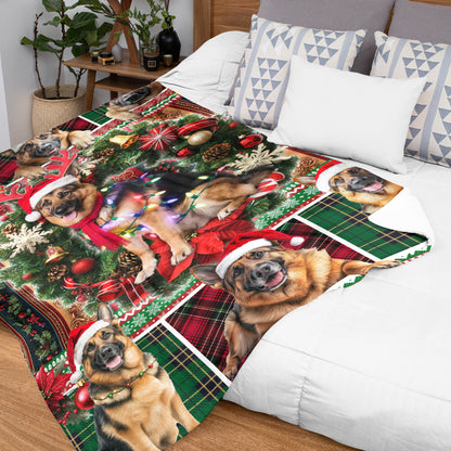 Netecom Cute Christmas German Shepherd Blanket, Festive Dog Lover Throw Blanket for Couch, Bed or Sofa, Ultra Soft and Warm Gift for Christmas or Winter