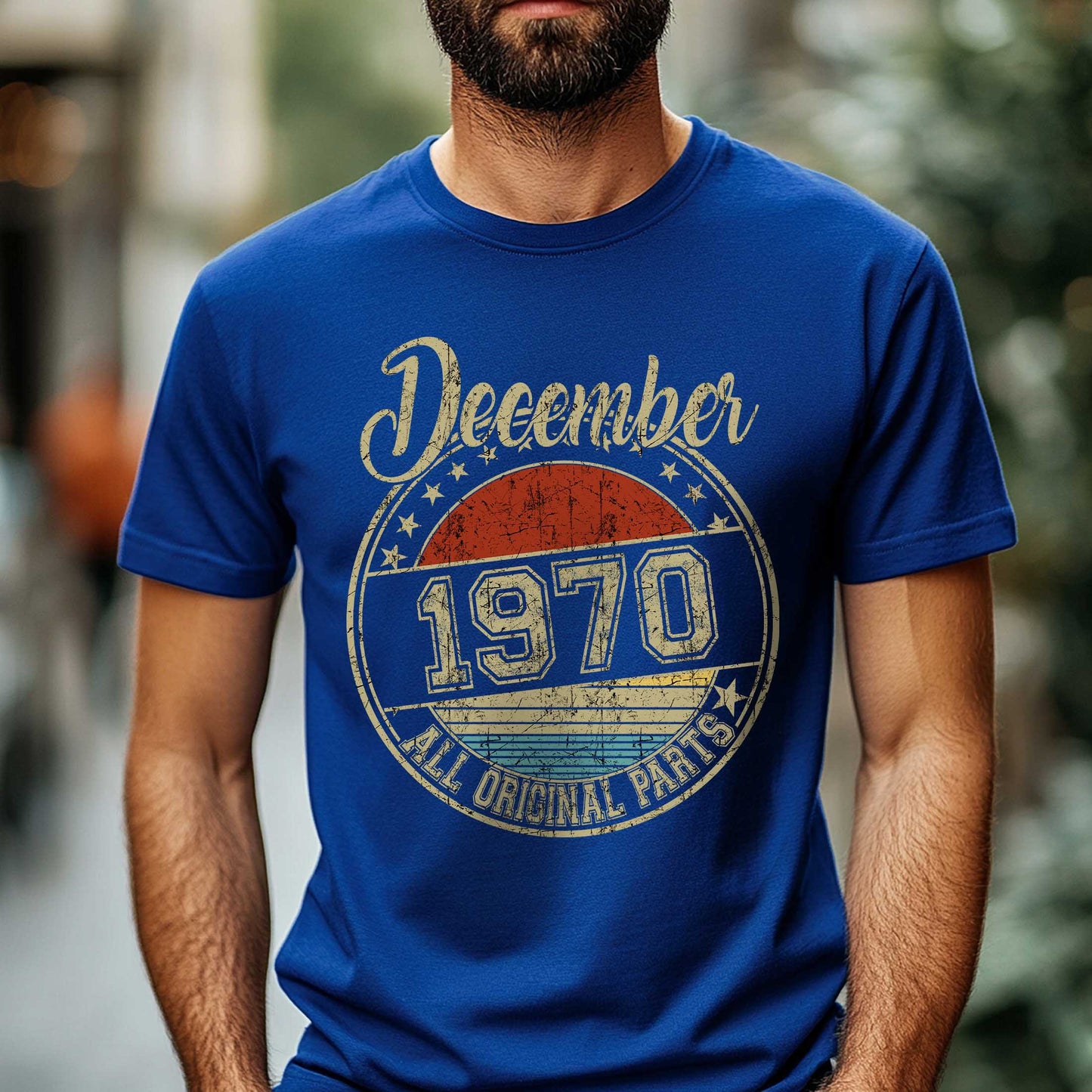 Netecom December 1970 All Original Parts T-Shirt, Retro Birthday Shirt for Men, Perfect Gift for December Birthday
