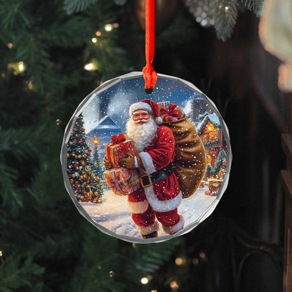 Netecom Santa Claus with Gifts Glass Ornament – Christmas Tree Decoration, Holiday Keepsake Gift