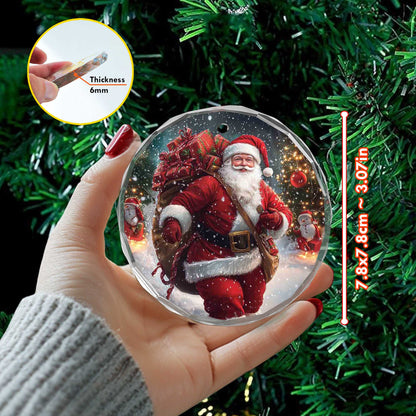Netecom Santa Claus with Gift Bags Glass Ornament – Christmas Tree Decor, Holiday Keepsake Gift