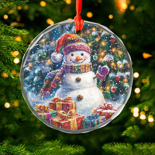 Netecom Snowman Christmas Ornament – Colorful Holiday Decor with Gifts and Snowflakes