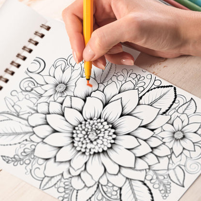 Creative Flower Spiral Bound Coloring Book: Explore 30 Captivating Flower Coloring Pages in this Creative Coloring Book