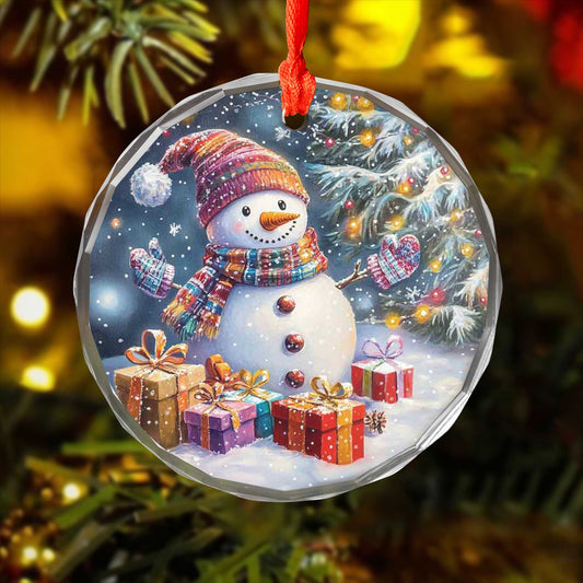 Netecom Christmas Snowman Ornament – Colorful Scarf, Gifts, and Winter Wonderland Design