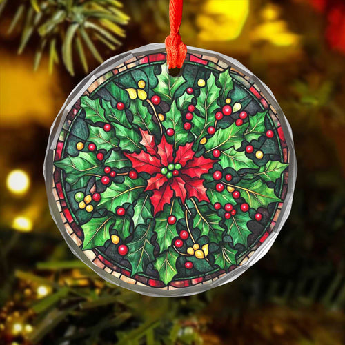 Netecom Stunning Holly Leaves Ornament – Holiday Decoration with Rich Red Berries and Greenery