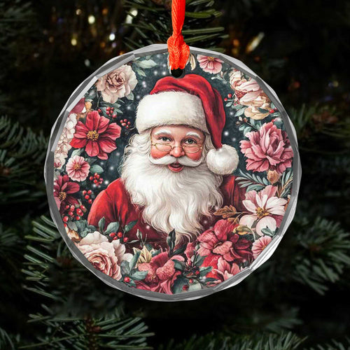 Netecom Festive Santa with Poinsettias Ornament – Beautiful Holiday Tree Decoration