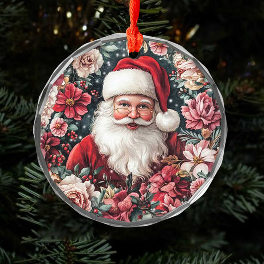 Netecom Festive Santa with Poinsettias Ornament – Beautiful Holiday Tree Decoration