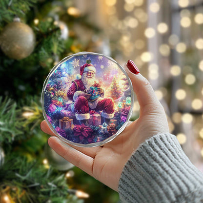 Netecom Santa Claus with Gift Glass Ornament – Christmas Tree Decoration,  Holiday Keepsake, 3 in