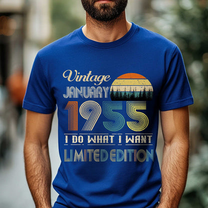 Netecom Vintage January 1955 T-Shirt, I Do What I Want Limited Edition, Retro Graphic Tee, Perfect Birthday Gift for Men