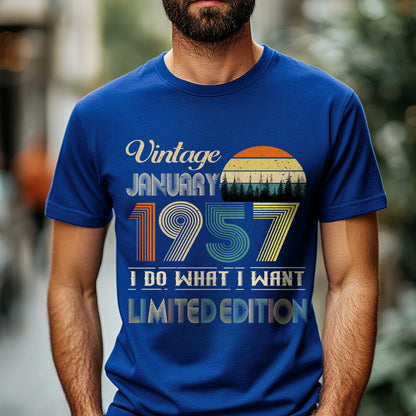 Netecom Vintage January 1957 T-Shirt, I Do What I Want Limited Edition, Retro Graphic Tee, Perfect Birthday Gift for Men