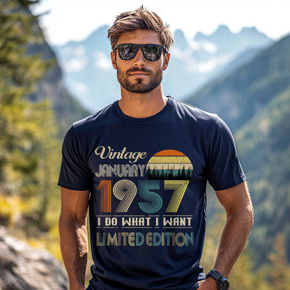 Netecom Vintage January 1957 T-Shirt, I Do What I Want Limited Edition, Retro Graphic Tee, Perfect Birthday Gift for Men