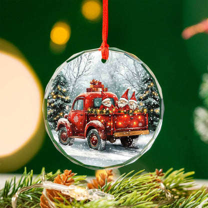 Netecom Santa Claus in Red Truck Glass Ornament – Festive Christmas Tree Decoration, 3-Inch Holiday Keepsake