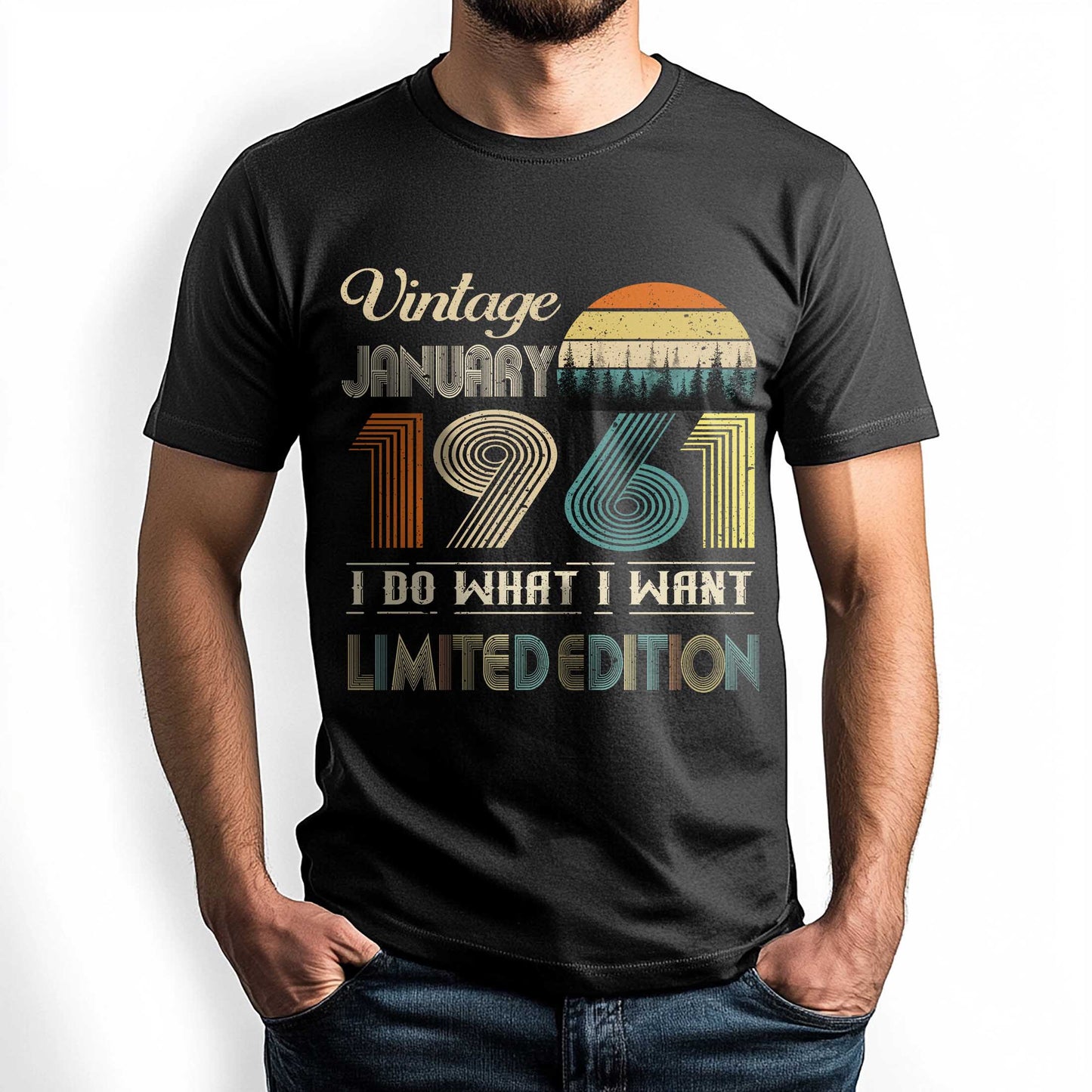 Netecom Vintage January 1961 T-Shirt, I Do What I Want Limited Edition, Retro Graphic Tee, Perfect Birthday Gift for Men