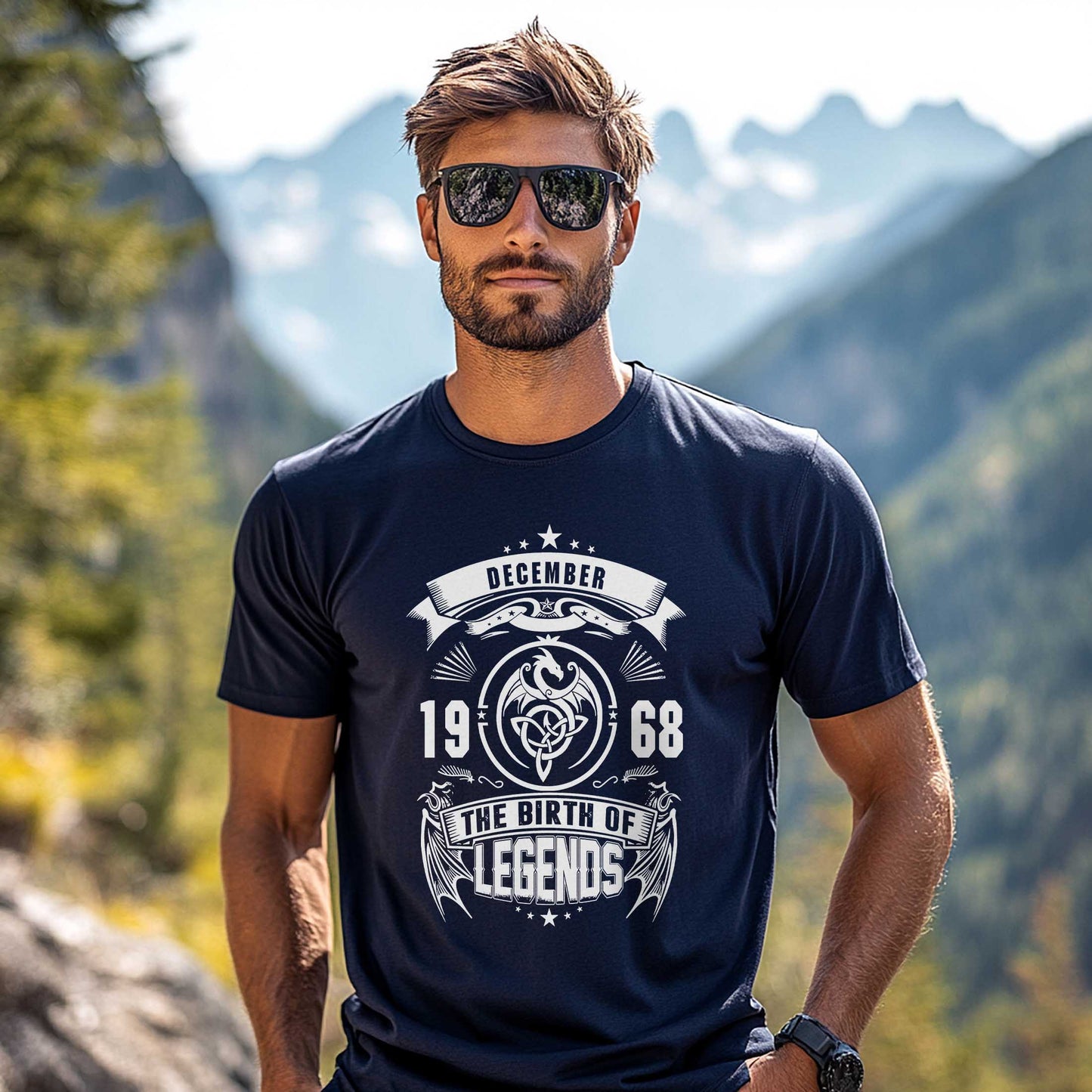 Netecom December 1968 The Birth of Legends T-Shirt for Men, Vintage 1968 Birthday Shirt, Classic Legend Tee, Perfect Gift for 1968 Birthday
