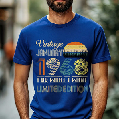 Netecom Vintage January 1968 T-Shirt, I Do What I Want Limited Edition, Retro Graphic Tee, Perfect Birthday Gift for Men