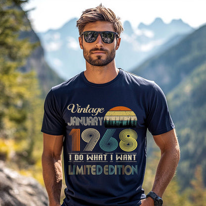 Netecom Vintage January 1968 T-Shirt, I Do What I Want Limited Edition, Retro Graphic Tee, Perfect Birthday Gift for Men