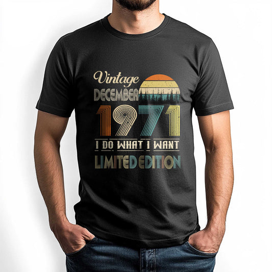 Netecom Vintage December 1971 T-Shirt, Retro Style Birthday Tee for Men, Meaningful Birthday Gift for December Born