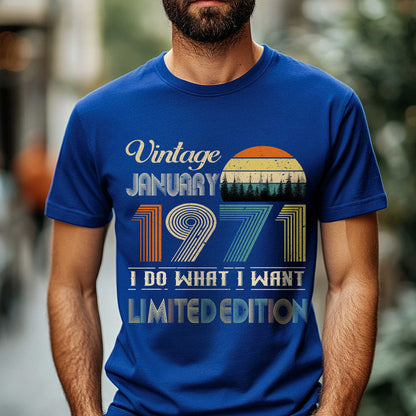 Netecom Vintage January 1971 T-Shirt, I Do What I Want Limited Edition, Retro Graphic Tee, Perfect Birthday Gift for Men