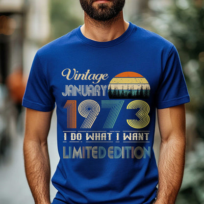 Netecom Vintage January 1973 T-Shirt, I Do What I Want Limited Edition, Retro Graphic Tee, Perfect Birthday Gift for Men