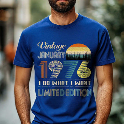 Netecom Vintage January 1976 T-Shirt, I Do What I Want Limited Edition, Retro Graphic Tee, Perfect Birthday Gift for Men