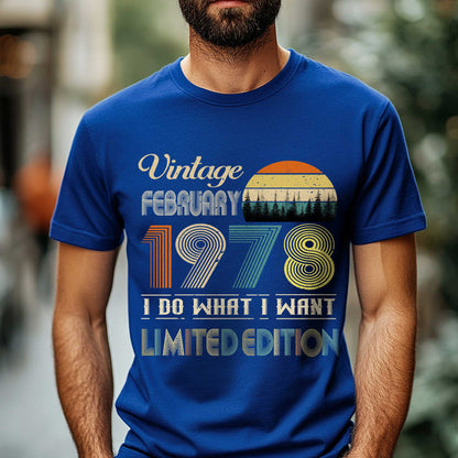 Netecom Vintage February 1978 T-Shirt, I Do What I Want Limited Edition, Retro Graphic Tee, Perfect Birthday Gift for Men