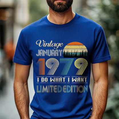 Netecom Vintage January 1979 T-Shirt, I Do What I Want Limited Edition, Retro Graphic Tee, Perfect Birthday Gift for Men