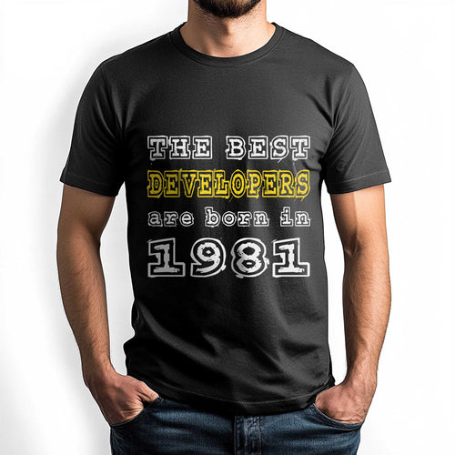 Netecom The Best Developers Are Born in 1981 T-Shirt, Style Birthday Shirt for Men, Perfect Gift for 1981 Birth Year