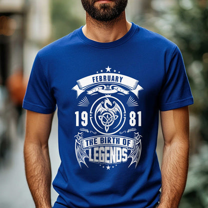 Netecom February 1981 Birth of Legends T-Shirt for Men, Vintage 1981 Birthday Shirt, Classic Legend Tee, Perfect Gift for 1981 Birthday