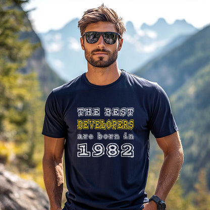 Netecom The Best Developers Are Born in 1982 T-Shirt, Style Birthday Shirt for Men, Perfect Gift for 1982 Birth Year