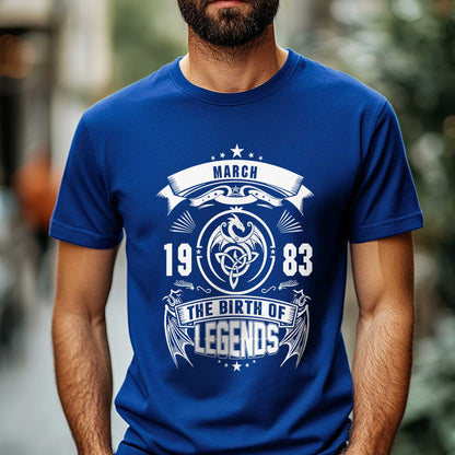Netecom March 1983 Birth of Legends T-Shirt for Men, Vintage 1983 Birthday Shirt, Classic Legend Tee, Perfect Gift for 1983 Birthday