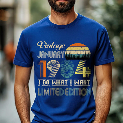 Netecom Vintage January 1984 T-Shirt, I Do What I Want Limited Edition, Retro Graphic Tee, Perfect Birthday Gift for Men