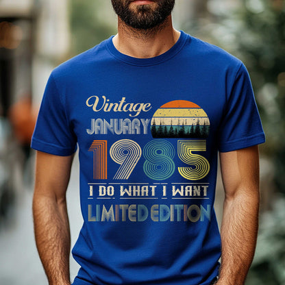 Netecom Vintage January 1985 T-Shirt, I Do What I Want Limited Edition, Retro Graphic Tee, Perfect Birthday Gift for Men