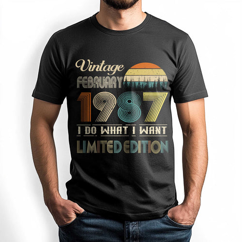 Netecom Vintage February 1987 T-Shirt, I Do What I Want Limited Edition, Retro Graphic Tee, Perfect Birthday Gift for Men