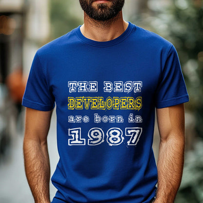 Netecom The Best Developers Are Born in 1987 T-Shirt, Style Birthday Shirt for Men, Perfect Gift for 1987 Birth Year