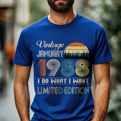 Netecom Vintage January 1988 T-Shirt, I Do What I Want Limited Edition, Retro Graphic Tee, Perfect Birthday Gift for Men